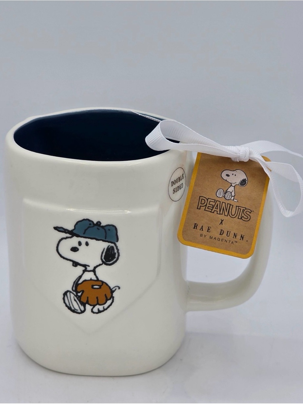 Peanuts x Rae Dunn Snoopy Ceramic Mug - White with Navy Interior